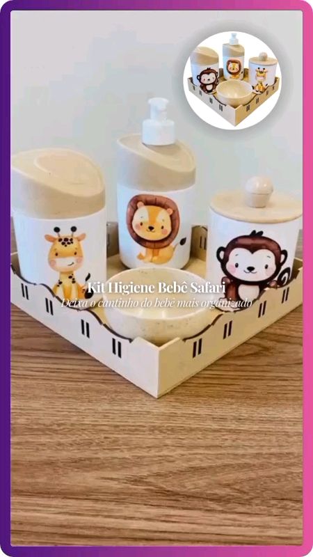 " O cantinho do bebê organizado!"#KitHigieneBebê #TemaSafari #BebêComEstilo #HigieneDoBebê #QuartoDoBebê