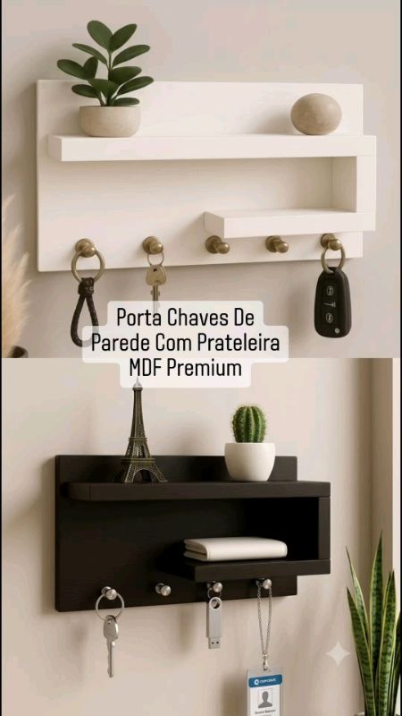 Porta Chaves De Parede Com Prateleira MDF Premium#PortaChaves #chaveirodeparede #organizador  #prateleira #chaveiro #chaves #home #decoracao