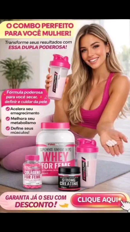 Combo Whey Feminino + Colágeno Em Capsula + Creatina + Coqueteleira#combo#whey#shopeevideos #publi