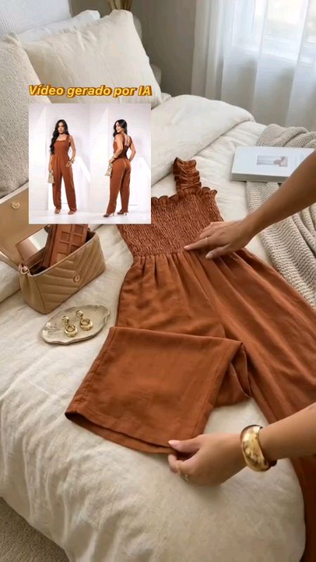 Macacão Feminino Longo com alça Elegante moda feminina tendência #macacaofeminino #macacaoduna #macacaolongo #macacaoelegante #MACACÃOFEMININO #moda