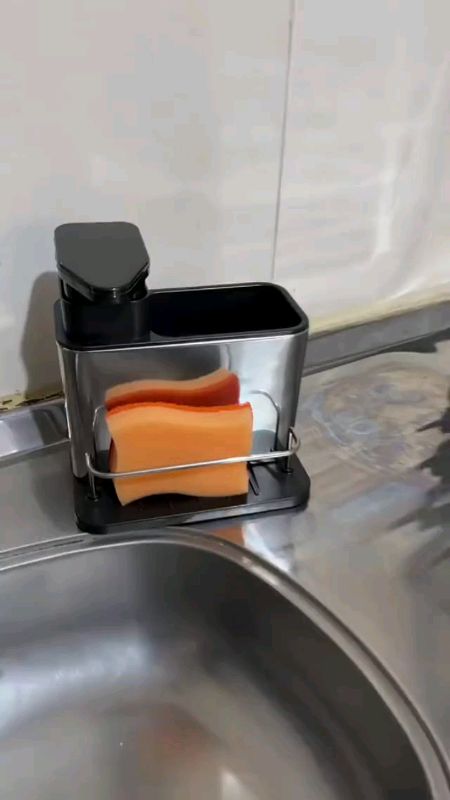 #Dispenser #portadetergente E Esponja 3 Em 1 Aço Inox Escorredor Talheres Utensilios de Cozinha