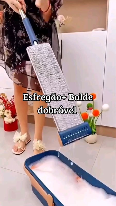 Kit esfregão com balde dobrável 🤌🏻😲 #sv #shoppe #achadosdolar #sucessodevendas