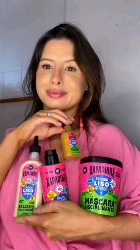 Kit Xapadinha Lola shampoo, bálsamo, óleo e máscara, ideal para alinhar fios e reduzir frizz #lola #cabelo #Xapadinha #RedutordeFrizz