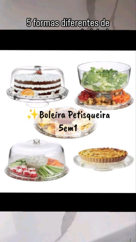 Boleira Petisqueira 5 em 1 | Tigela Multiuso para Mesa Posta e Cozinha Gourmet #boleira #petisqueira #mesaposta #cozinhagourmet #utilidadesdomesticas