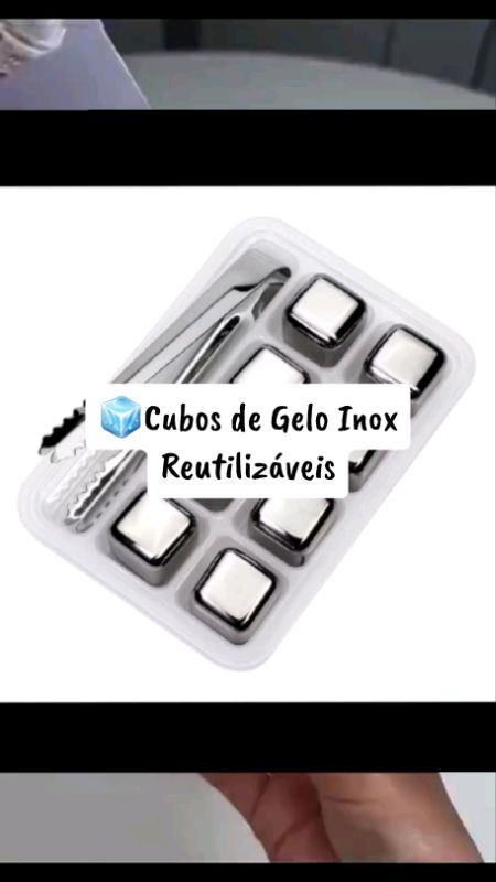 Cubos de Gelo Aço Inox Reutilizáveis 4/8un c/ Pegador Não Dilui Drink #achadinhosshopee #geloreutilizavel #drinkemcasa #barzinho #cubodegeloaco