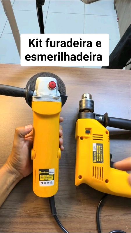 #Kit de #furadeira de #impacto #1000w e #esmerilhadeira #angular #870w da #huahuo.  Marca boa e com ótimo custo benefício.