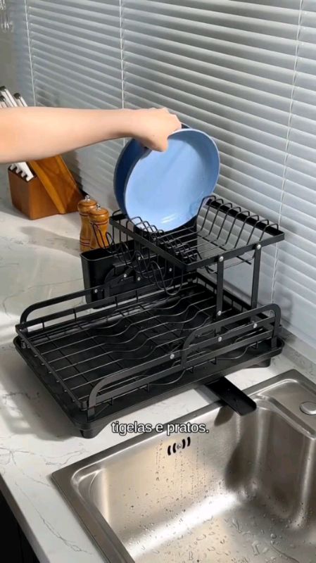 #Escorredor de #Louças #Rack #Aço #Carbono #Organizador #Preto #feito #por #IA